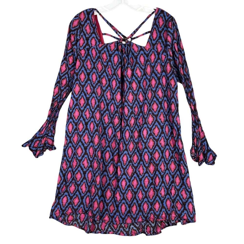 Entro Dress Womens‎ S Boho Bell Sleeve Crisscross Back Flowy Festivalcore Layers